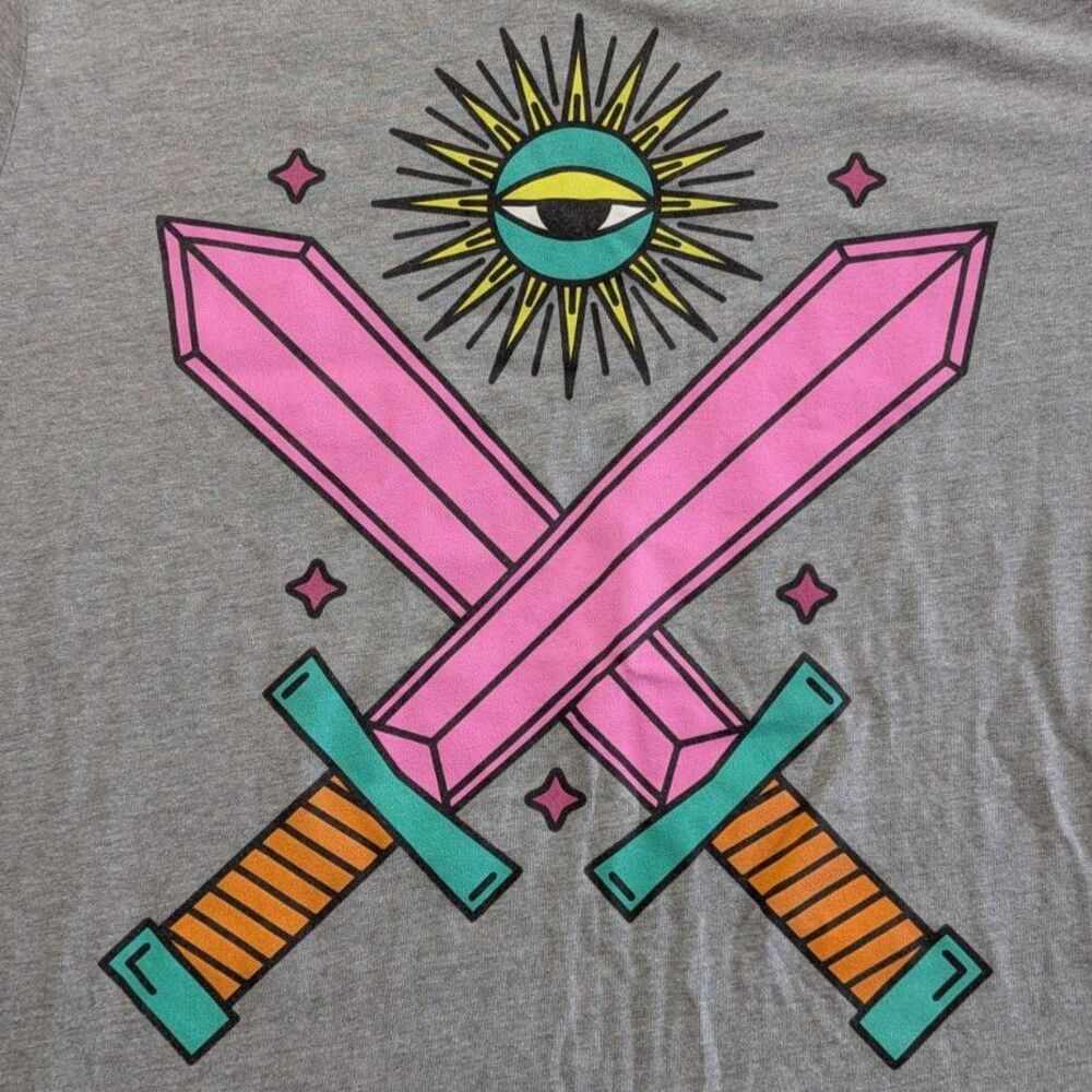 Ex Novo Brewing Company Mystic Eye Crossed Swords Graphic Tee Gray Medium